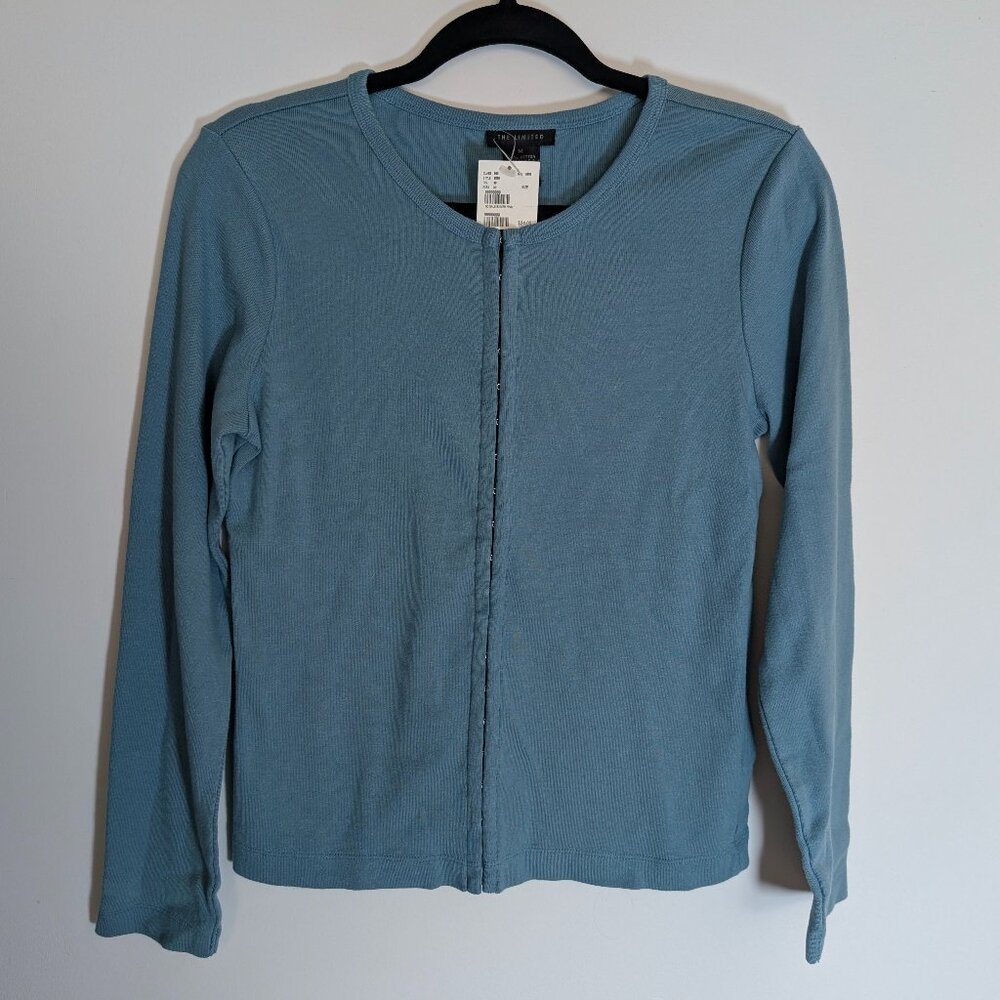 The Limited Blue Hook Front Cardigan Sweater Medium NWT Cotton